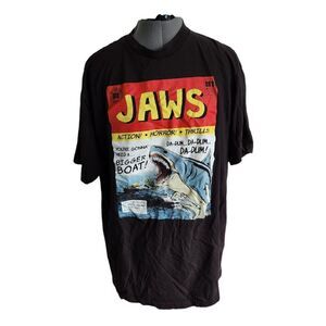 American Classics Jaws Movie Comic Book Graphic T-Shirt Black Mens XL